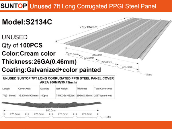 7ft long corrugated PPGI(Pre-painted & galvanized) steel panels-S2134 - Image 4