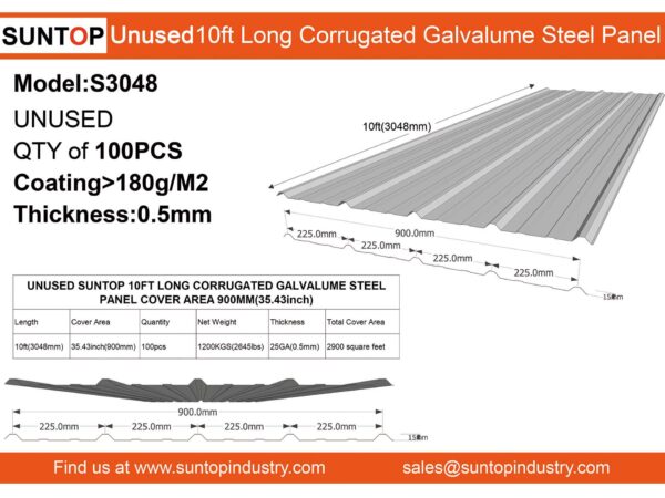 10ft Long Corrugated Galvalume Steel Panels-S3048 - Image 4