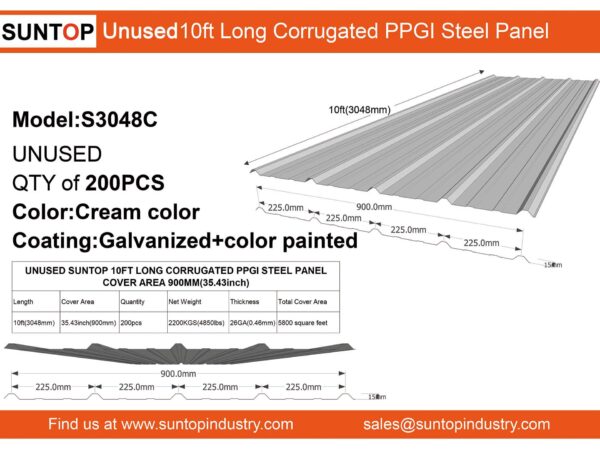 10ft long corrugated PPGI(Pre-painted & galvanized) steel panels-S3048C - Image 4